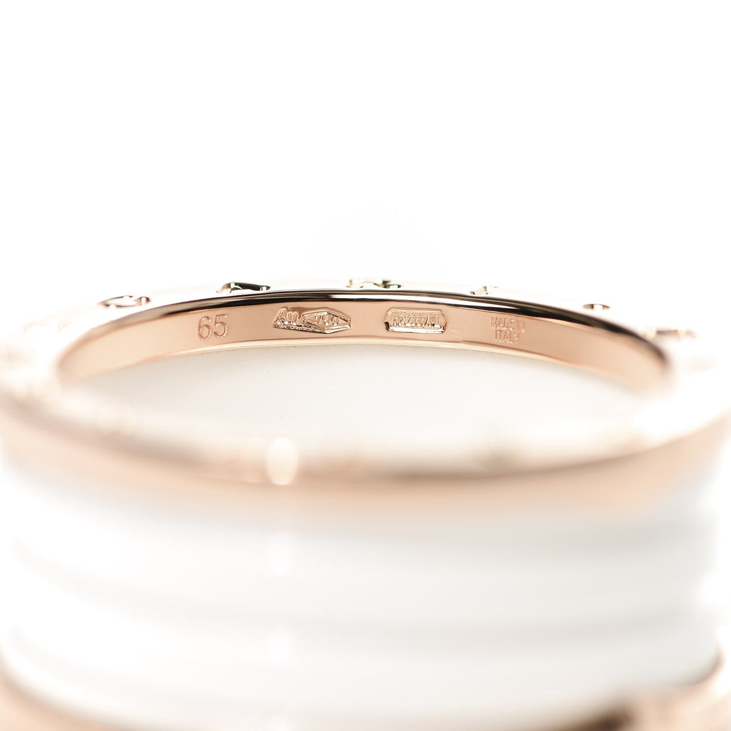 18K Rose Gold White Ceramic B.Zero1 Four-Band Ring 65 11