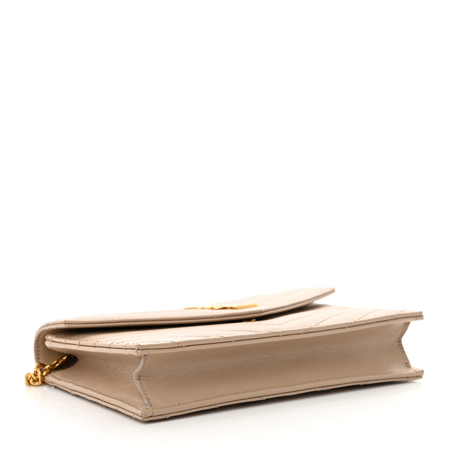 Saint Laurent Grain De Poudre Matelasse Chevron Monogram Chain Wallet Nude Powder 4 of 12