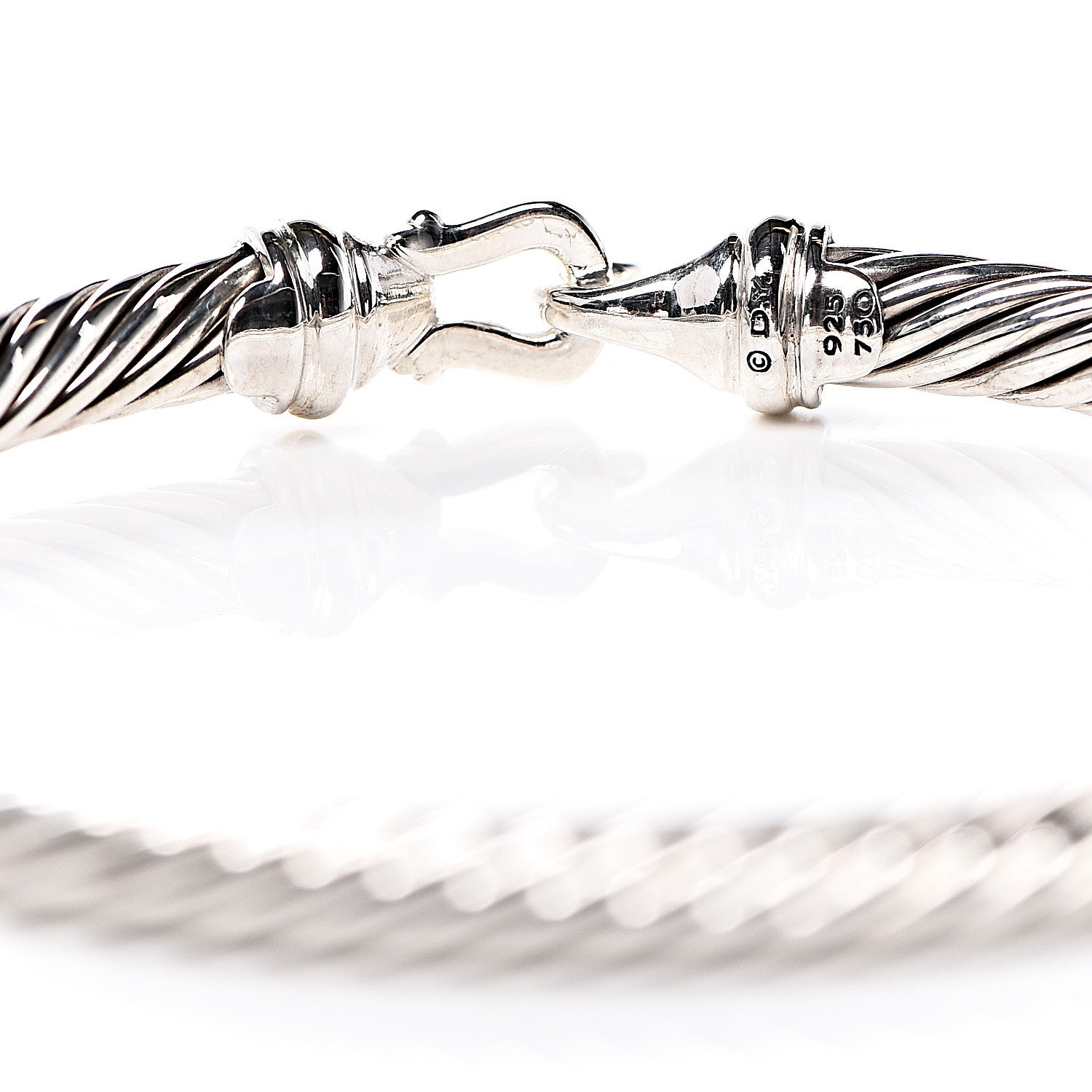 David Yurman Sterling Silver 18K Yellow Gold 5mm Cable Classic Buckle Bracelet 4 of 4