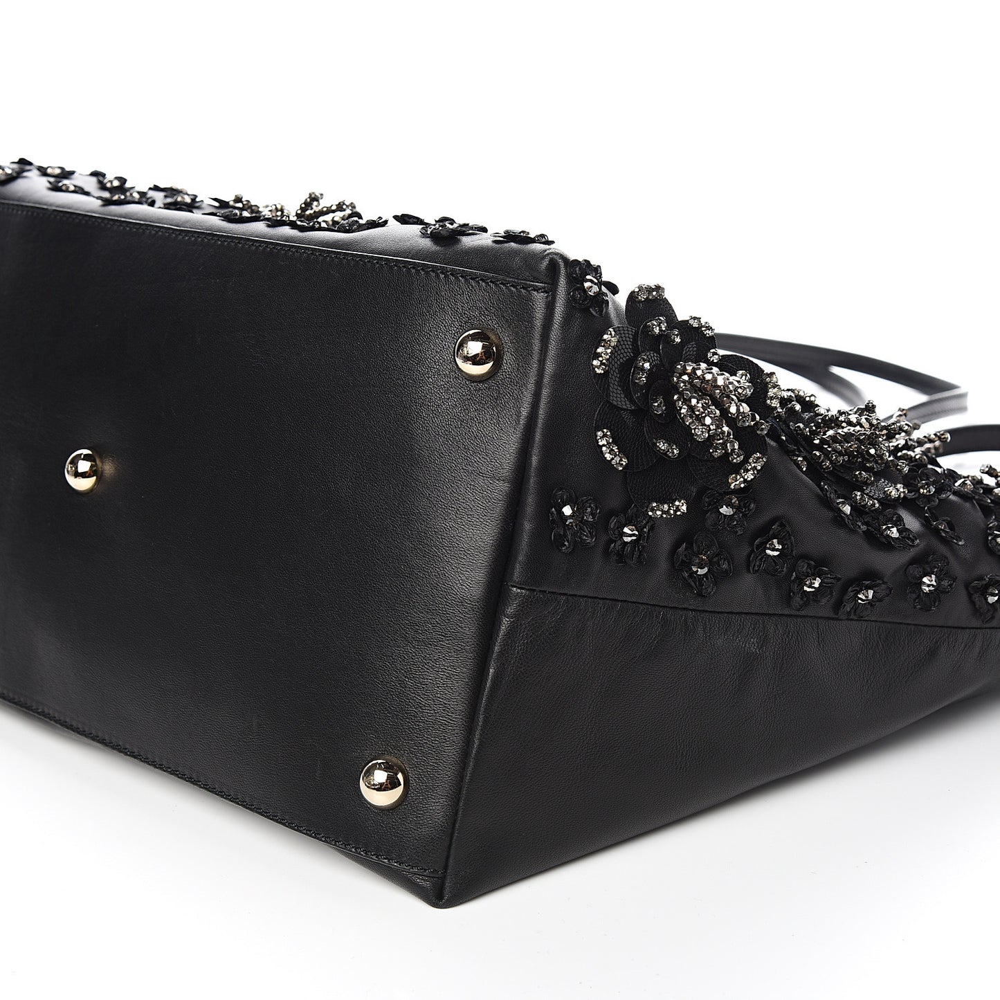 Vitello Crystal Floral Tote Black