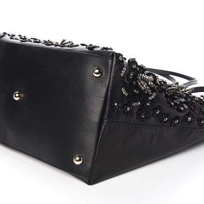 Valentino Garavani Vitello Crystal Floral Tote Black 7 of 8