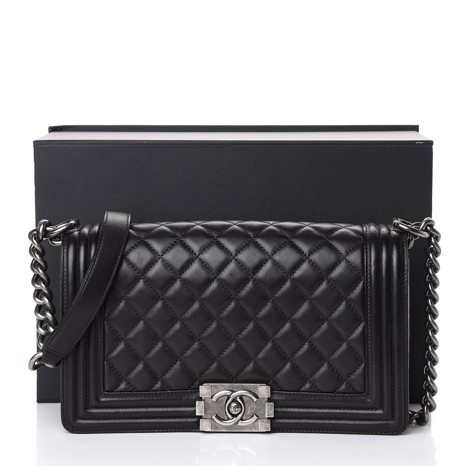 Chanel Lambskin Quilted Medium Boy Flap Black 11 of 11