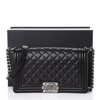 Chanel Lambskin Quilted Medium Boy Flap Black 11 of 11
