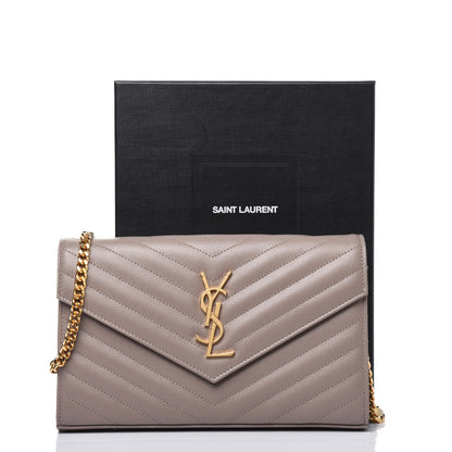 Saint Laurent Grain De Poudre Matelasse Chevron Monogram Chain Wallet Fard 15 of 15