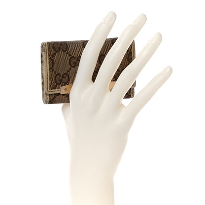 Gucci Monogram Textured Calfskin Metal Bar 6 Key Holder Case Beige Ebony Off White 2 of 14
