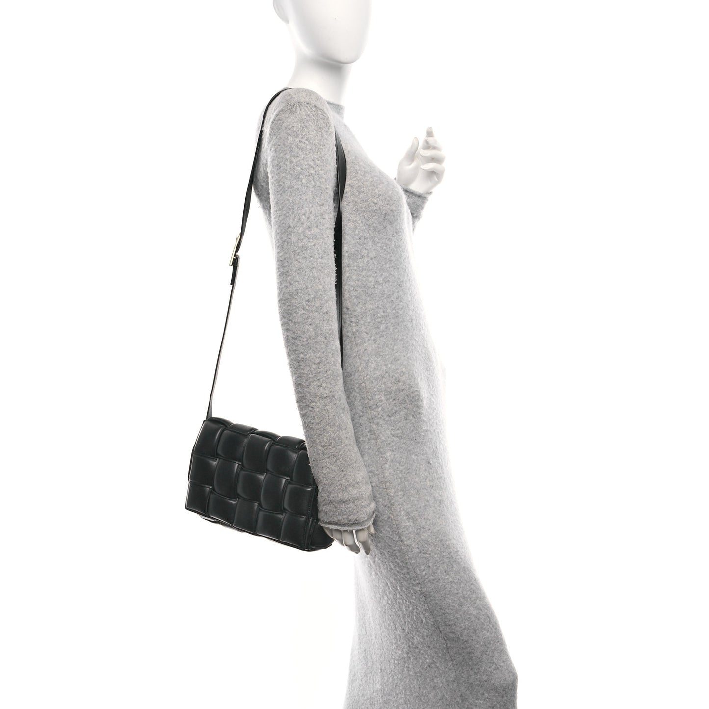 Nappa Maxi Intreccio Padded Cassette Crossbody Bag Black