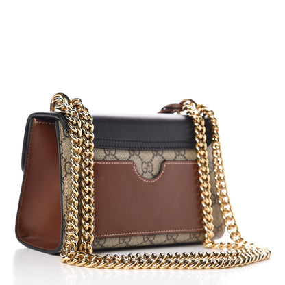 Gucci GG Supreme Monogram Calfskin Small Padlock Shoulder Bag Beige Black Cuir 4 of 11