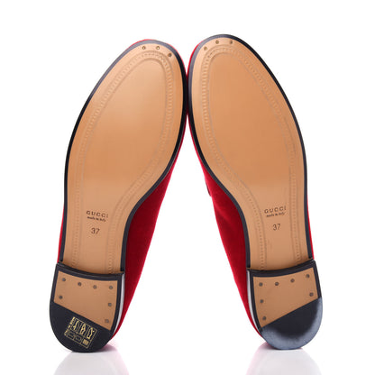 Gucci Velvet Horsebit Womens Jordaan Loafers 37 Hibiscus Red 6 of 12