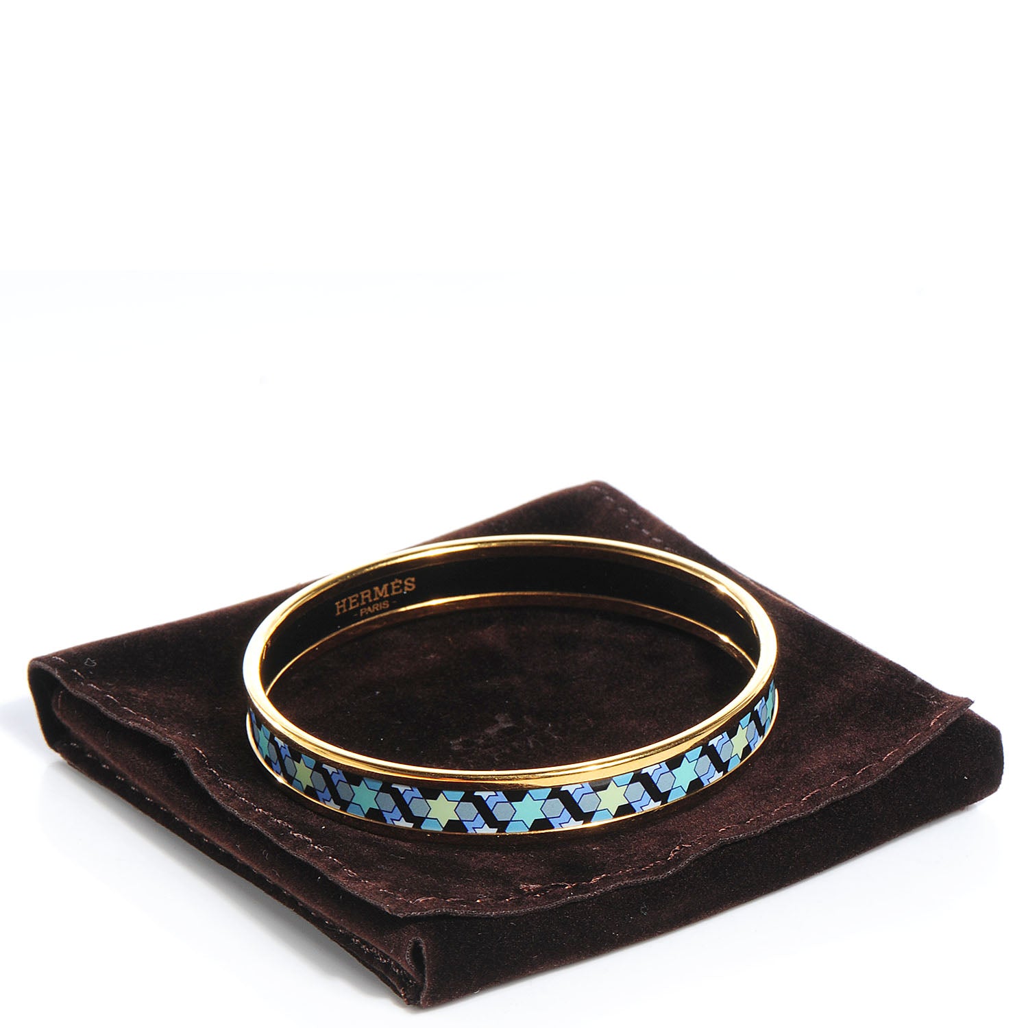 Hermes Enamel Printed Narrow Rose de Compas Bracelet 62 Ciel 3 of 6