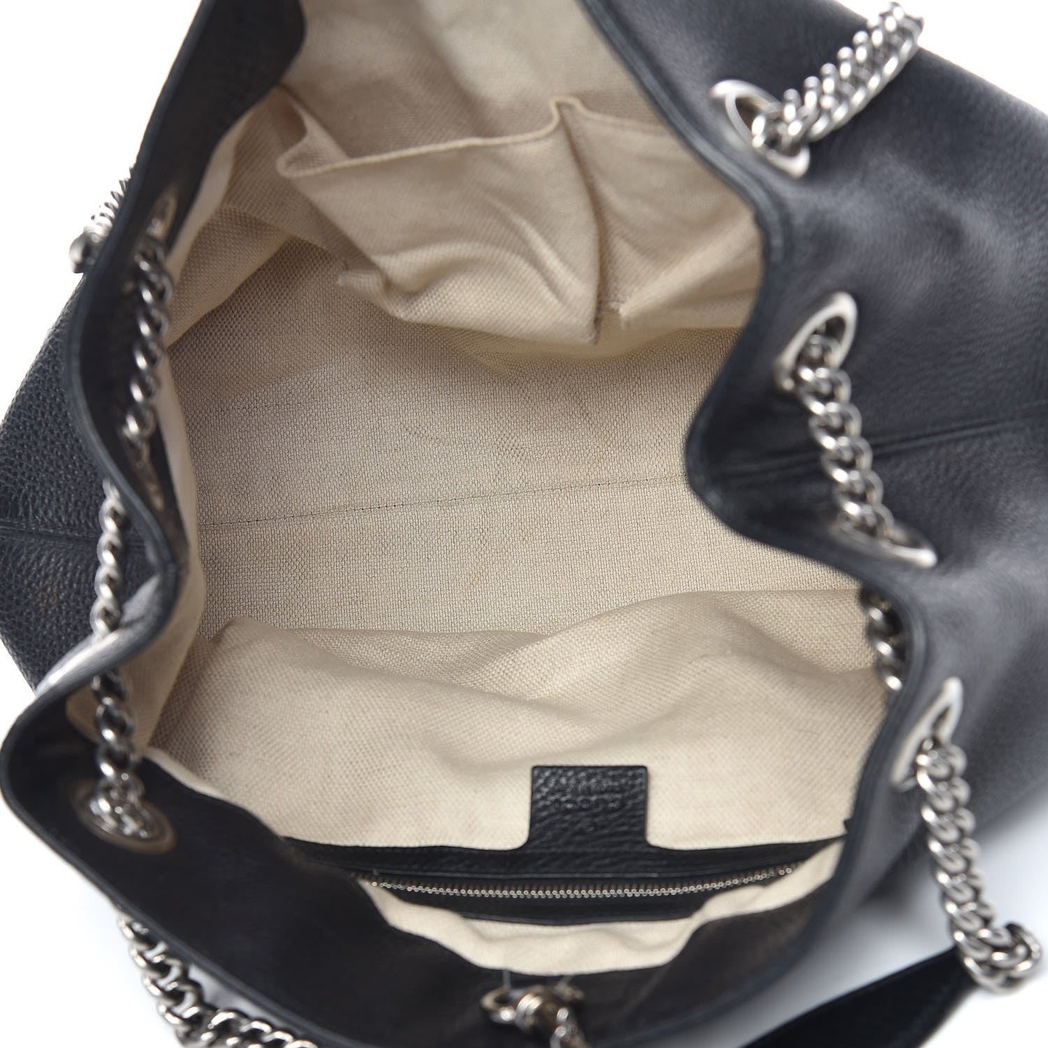 Gucci Pebbled Calfskin Studded Medium Soho Chain Shoulder Bag Black 5 of 16