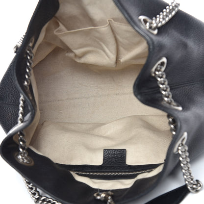 Gucci Pebbled Calfskin Studded Medium Soho Chain Shoulder Bag Black 5 of 16