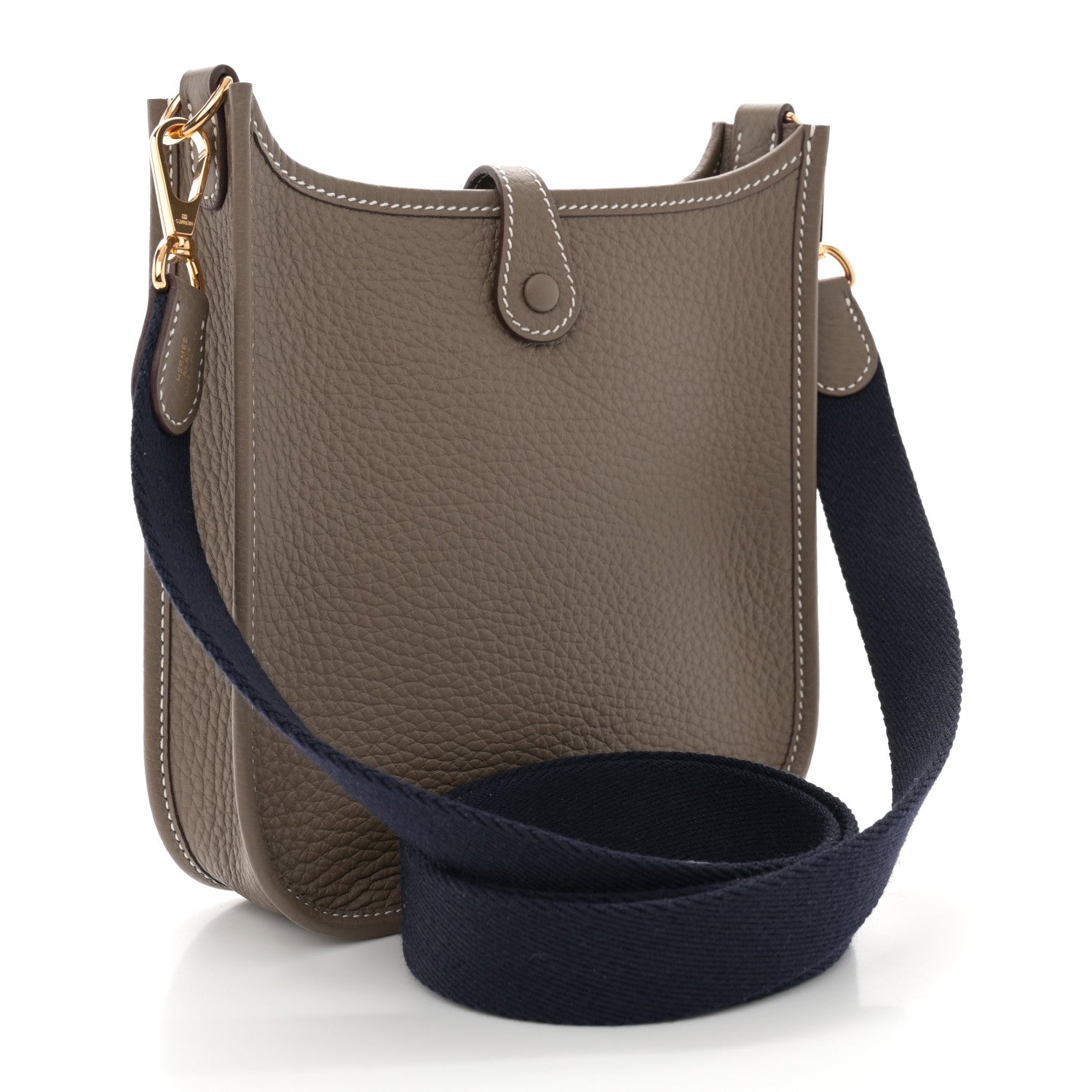 Hermes Taurillon Clemence Amazone Evelyne TPM Etoupe Bleu Indigo 3 of 11