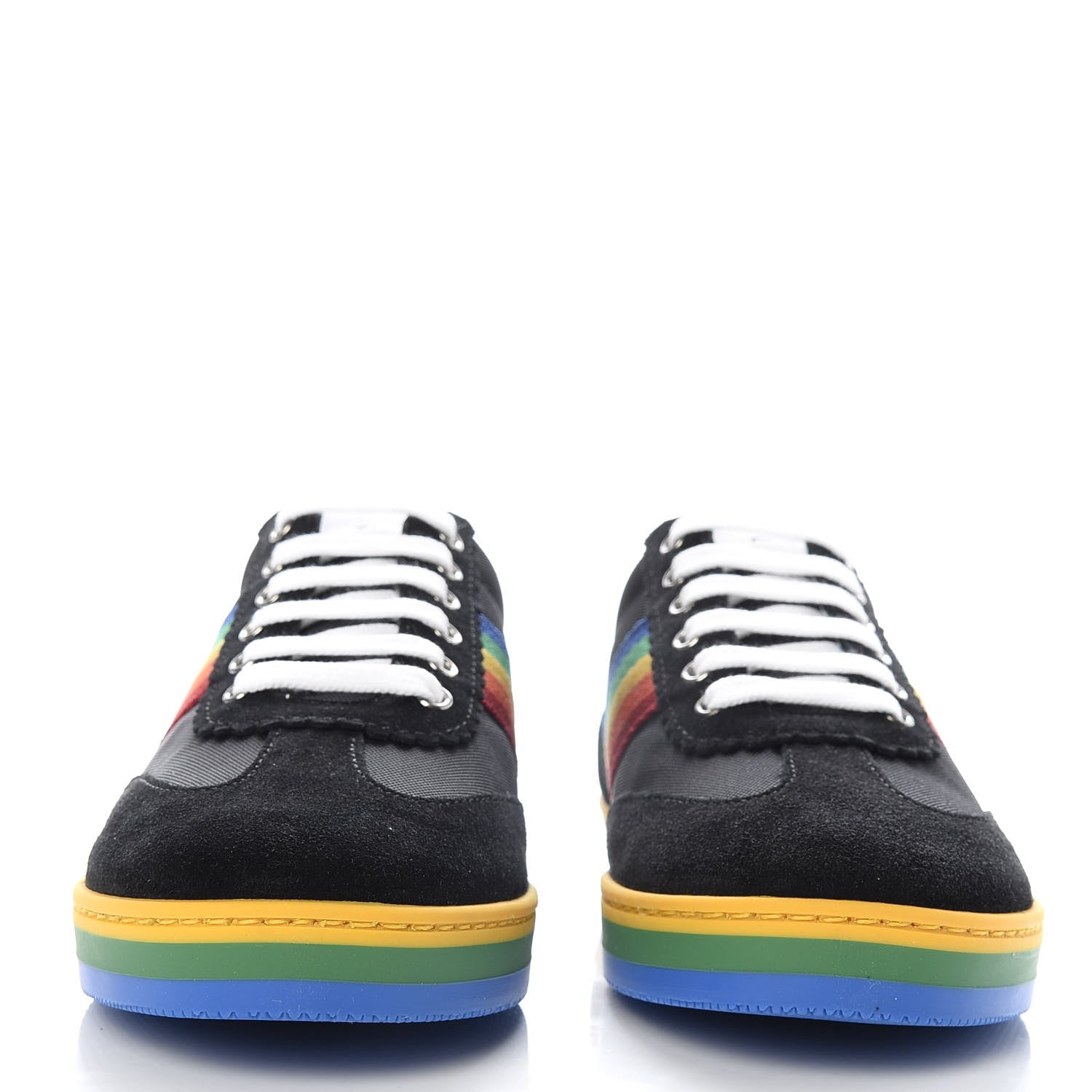 Gucci Suede Rainbow Womens G74 Sneakers 35 Black 3 of 10