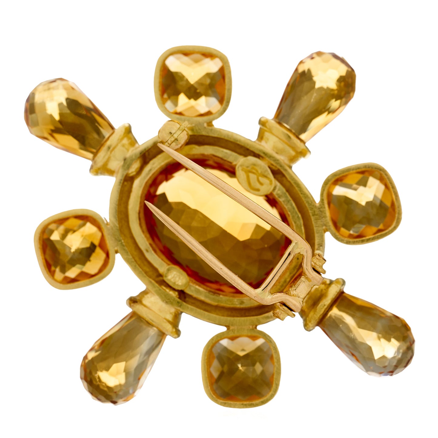 18K Yellow Gold Citrine Brooch Pin