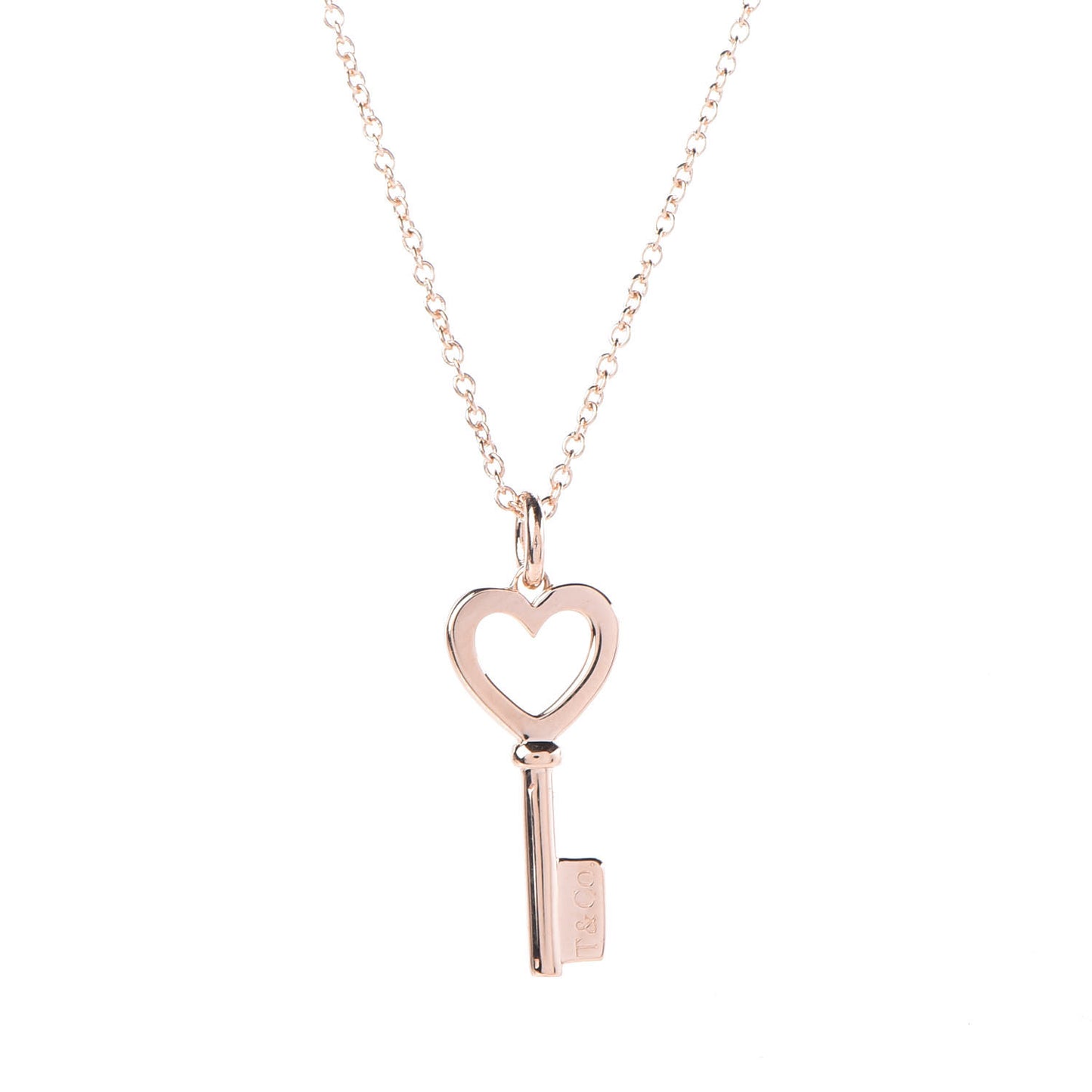18K Rose Gold Mini Heart Key Pendant