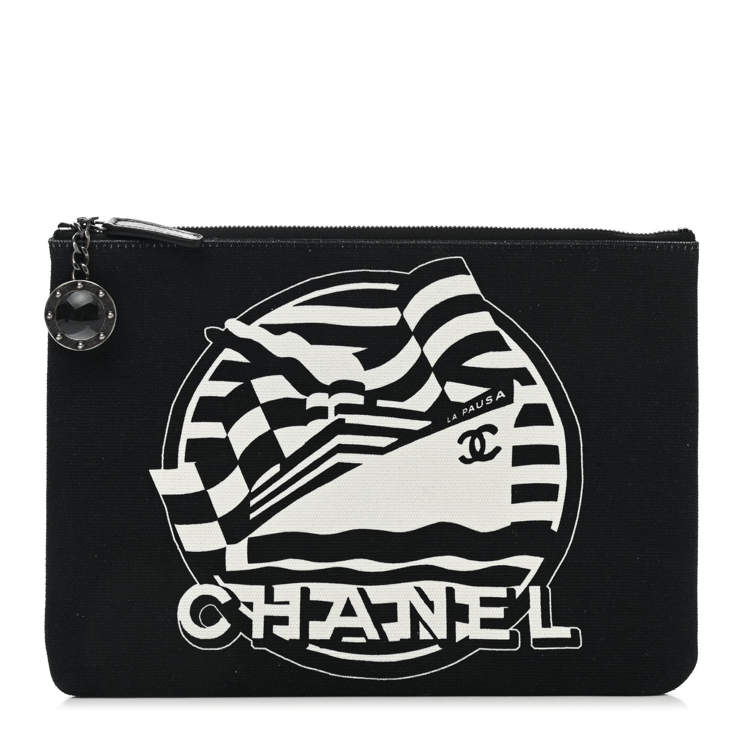 Chanel Canvas La Pausa Cosmetic Case Black 1 of 7