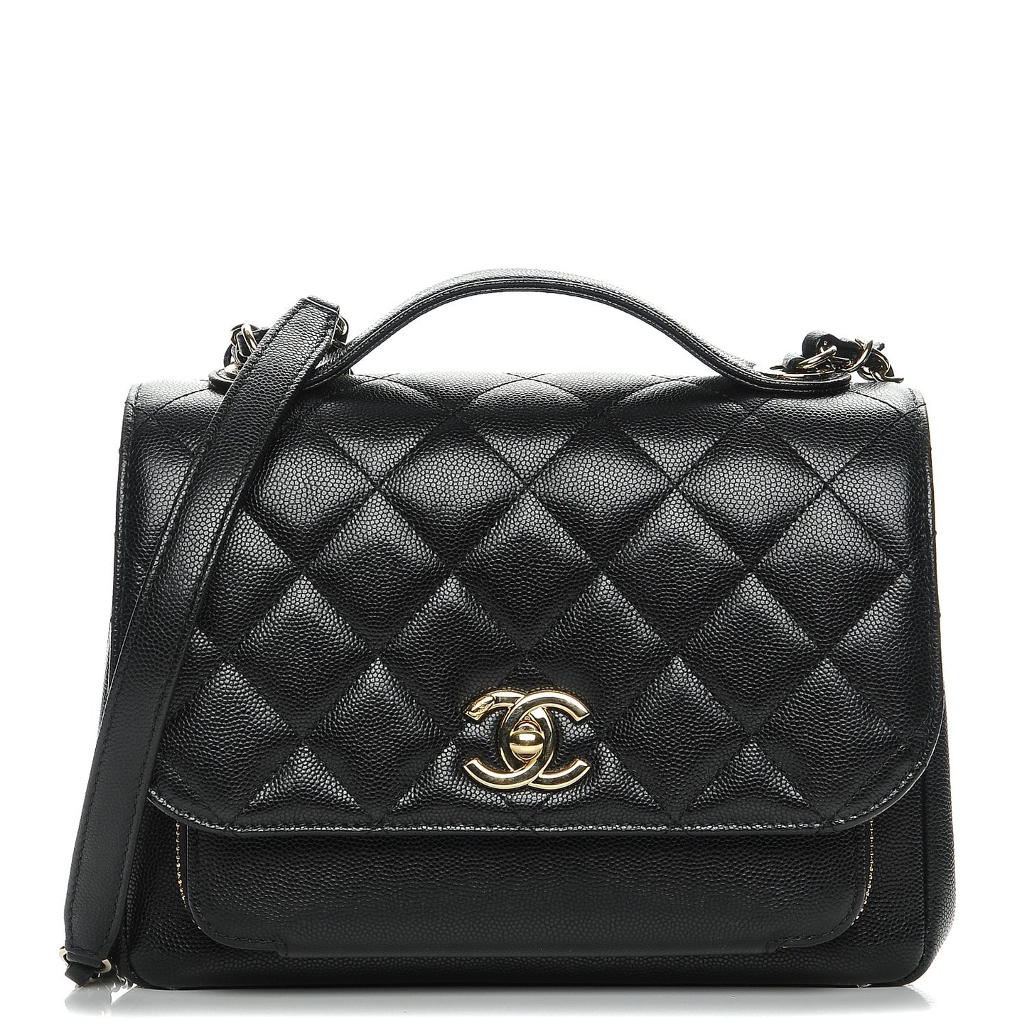 Caviar Quilted Small Business Affinity Flap Black