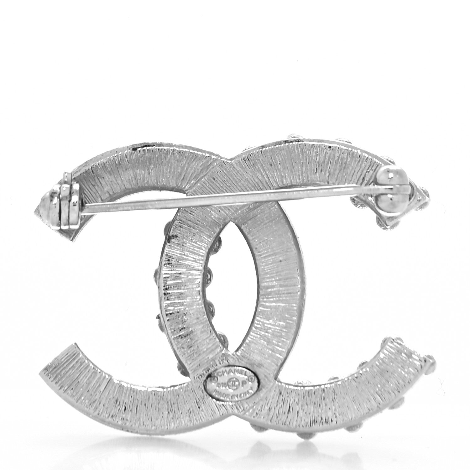Chanel Crystal CC Brooch Silver 3 of 4
