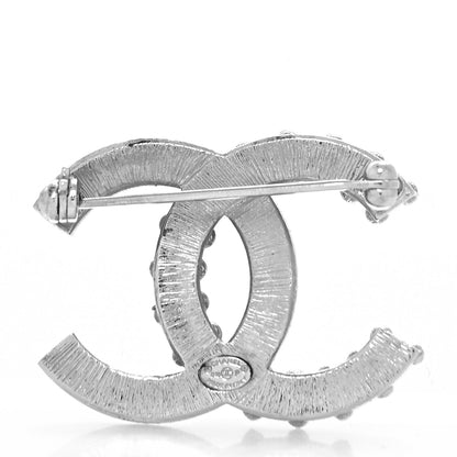 Chanel Crystal CC Brooch Silver 3 of 4