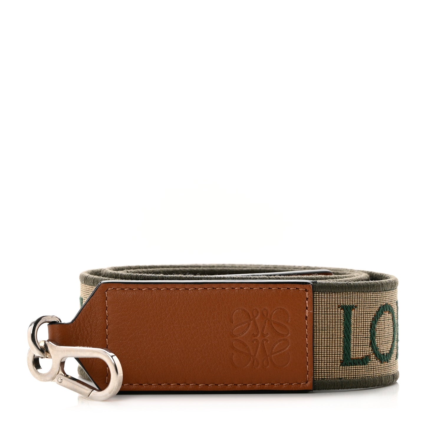 Calfskin Jacquard Anagram Strap Green Tan