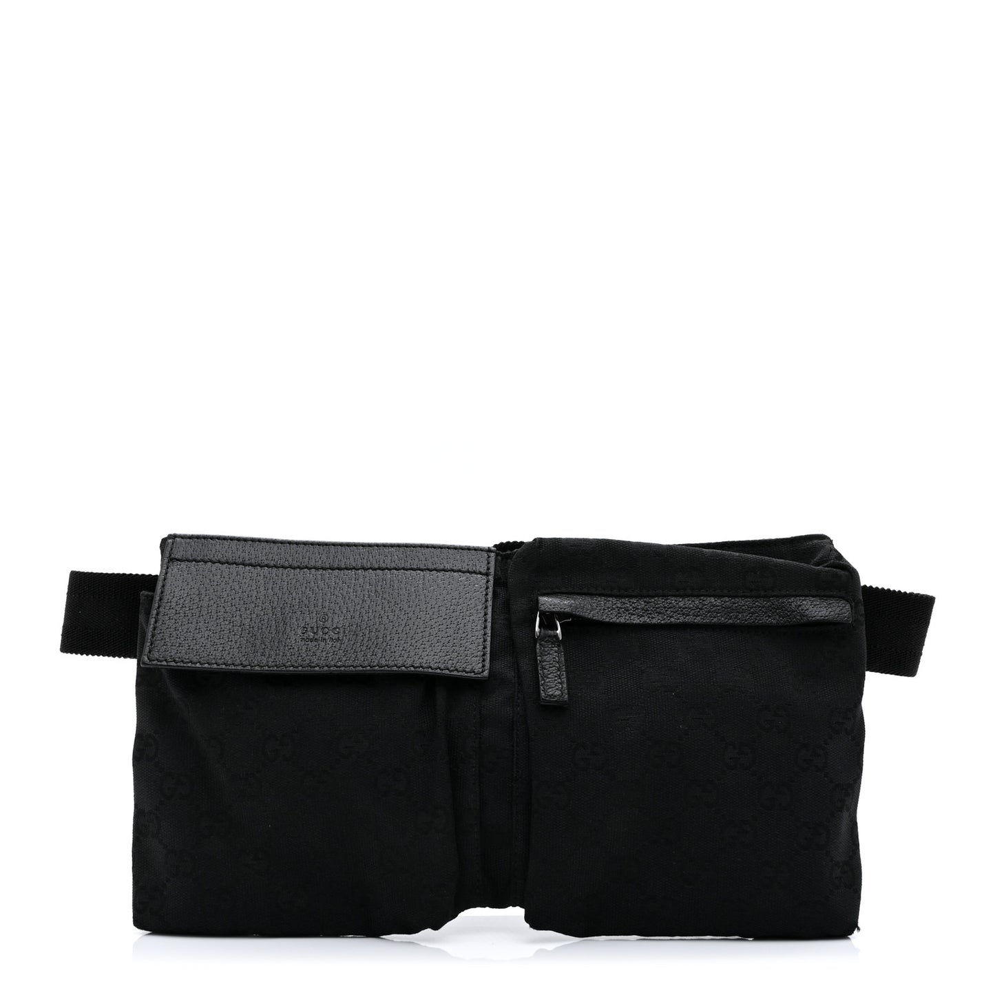 GG Monogram Double Pocket Belt Bag Black