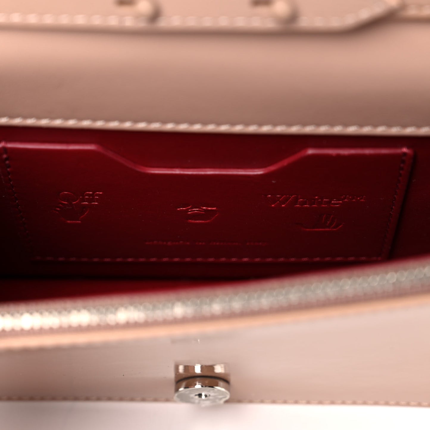 OFF WHITE Patent Jitney 0.5 Crossbody Bag Beige