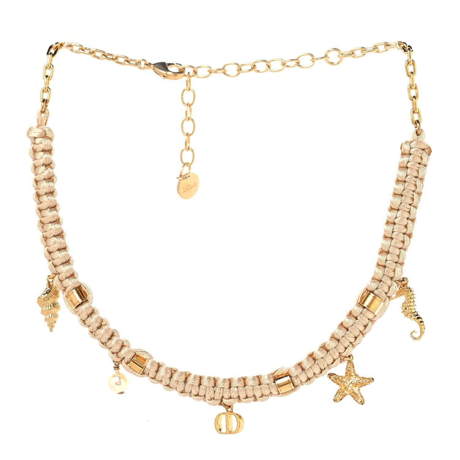 Christian Dior Metal Polyester Cabinet D'été Choker Gold Beige 3 of 5
