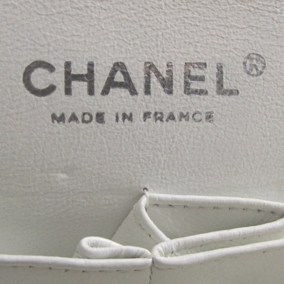 Caviar Quilted Medium Double Flap White
