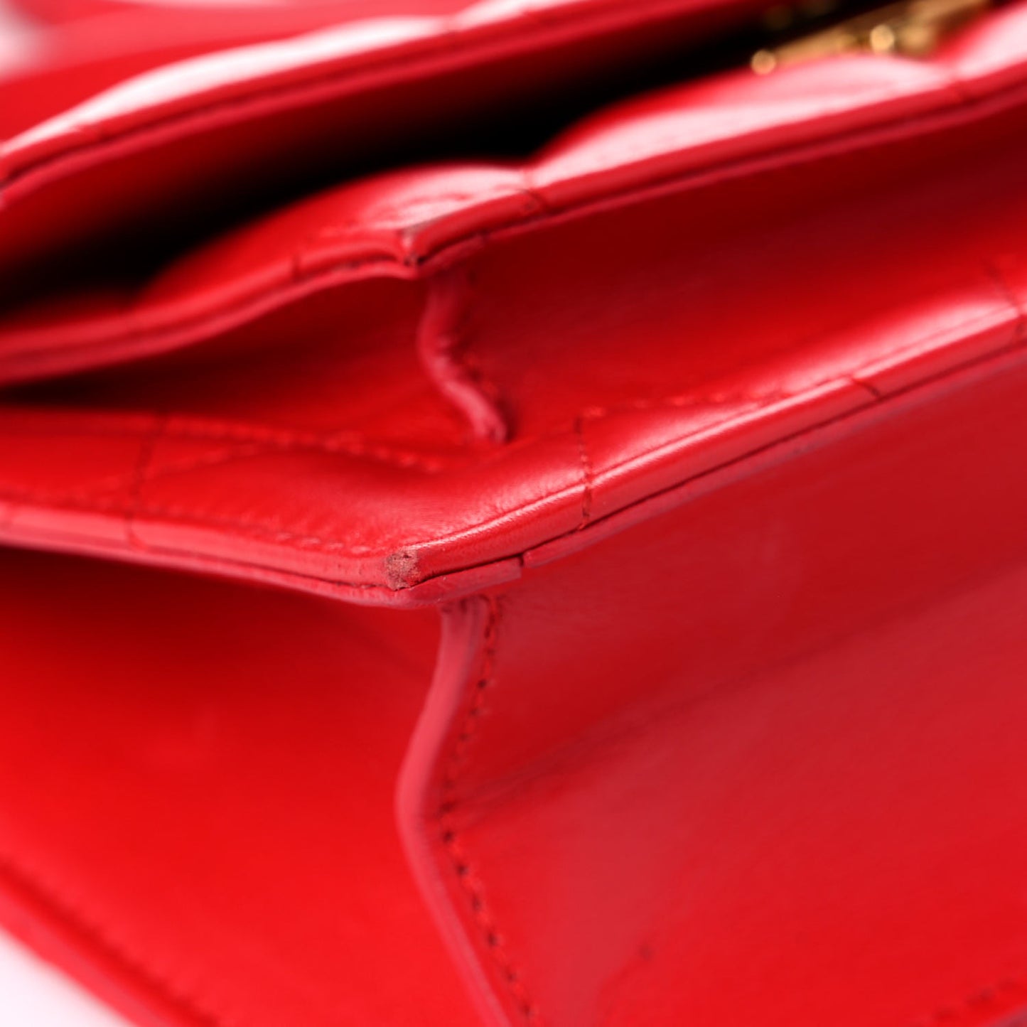 Nappa Calfskin Quilted XS Sharp Top Handle Bag Bright Red