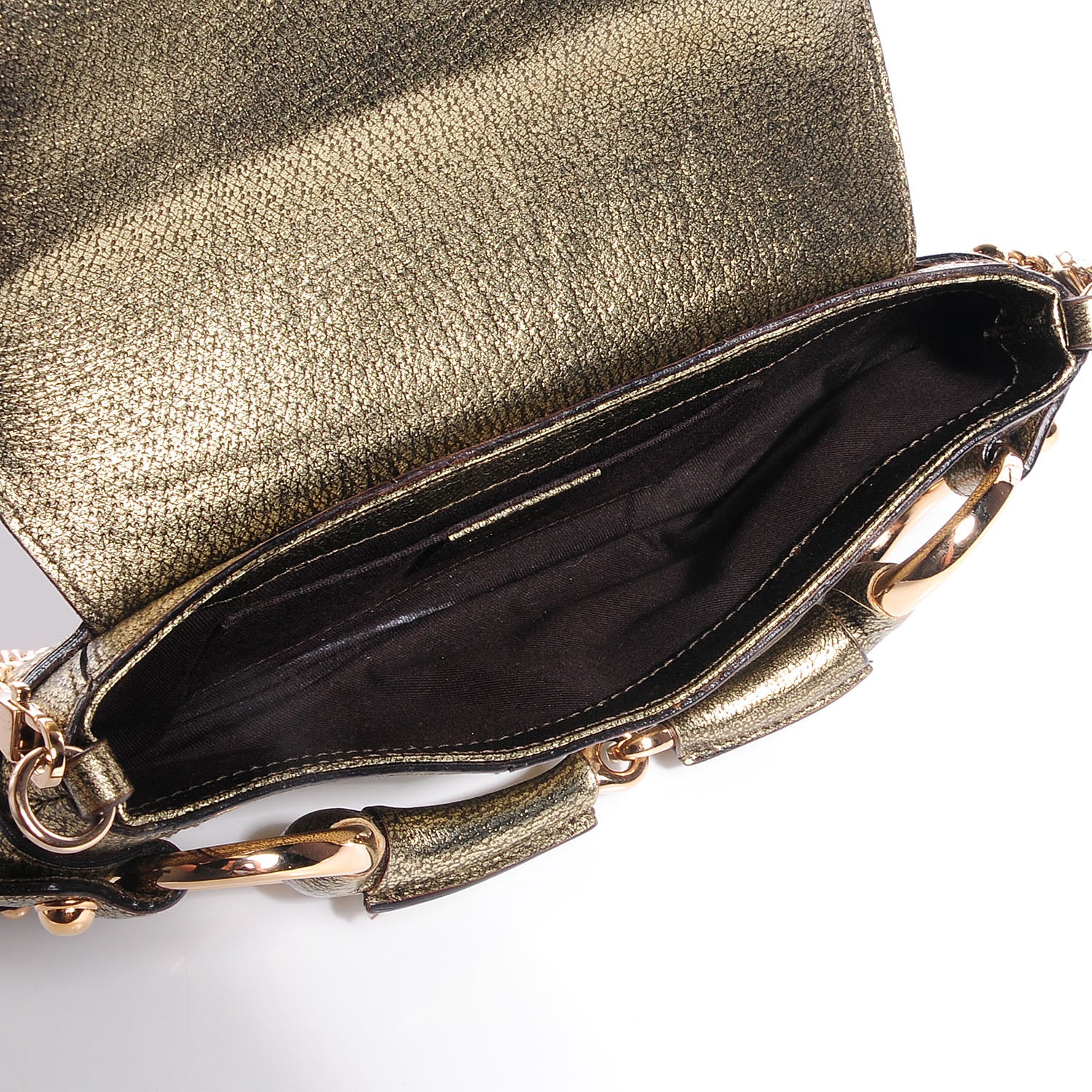 Gucci Calfskin Small Horsebit Chain Clutch Gold 5 of 7
