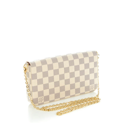 Louis Vuitton Damier Azur Pochette Felicie Chain Wallet Rose Ballerine 3 of 9