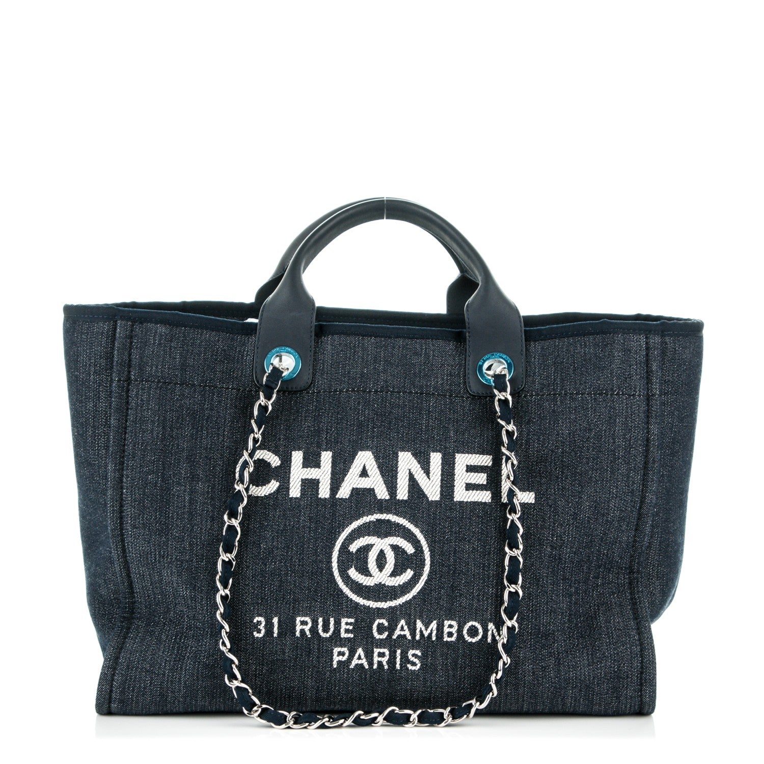 Chanel Canvas Large Deauville Tote Dark Blue 1 of 7
