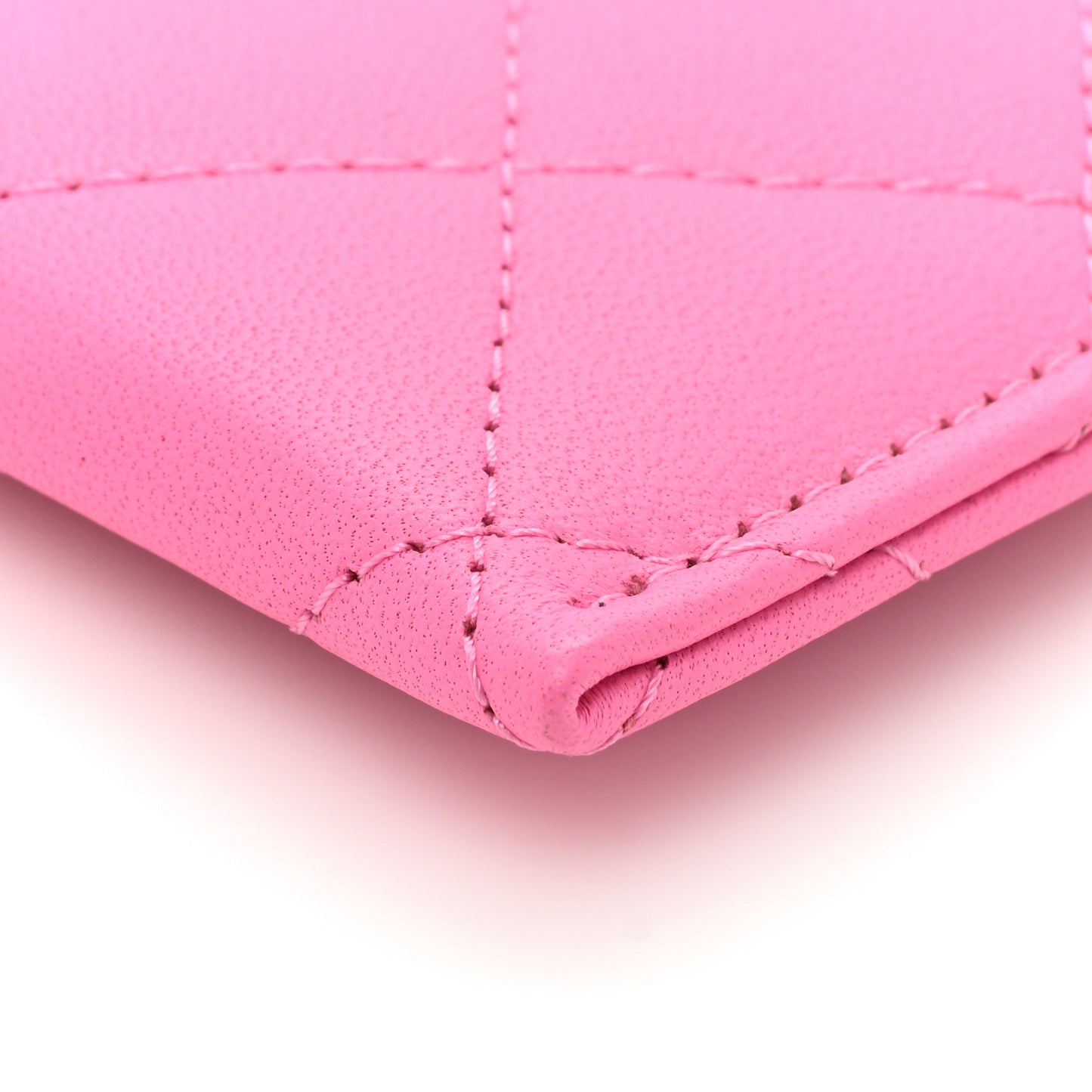 Lambskin Quilted Card Holder Pink