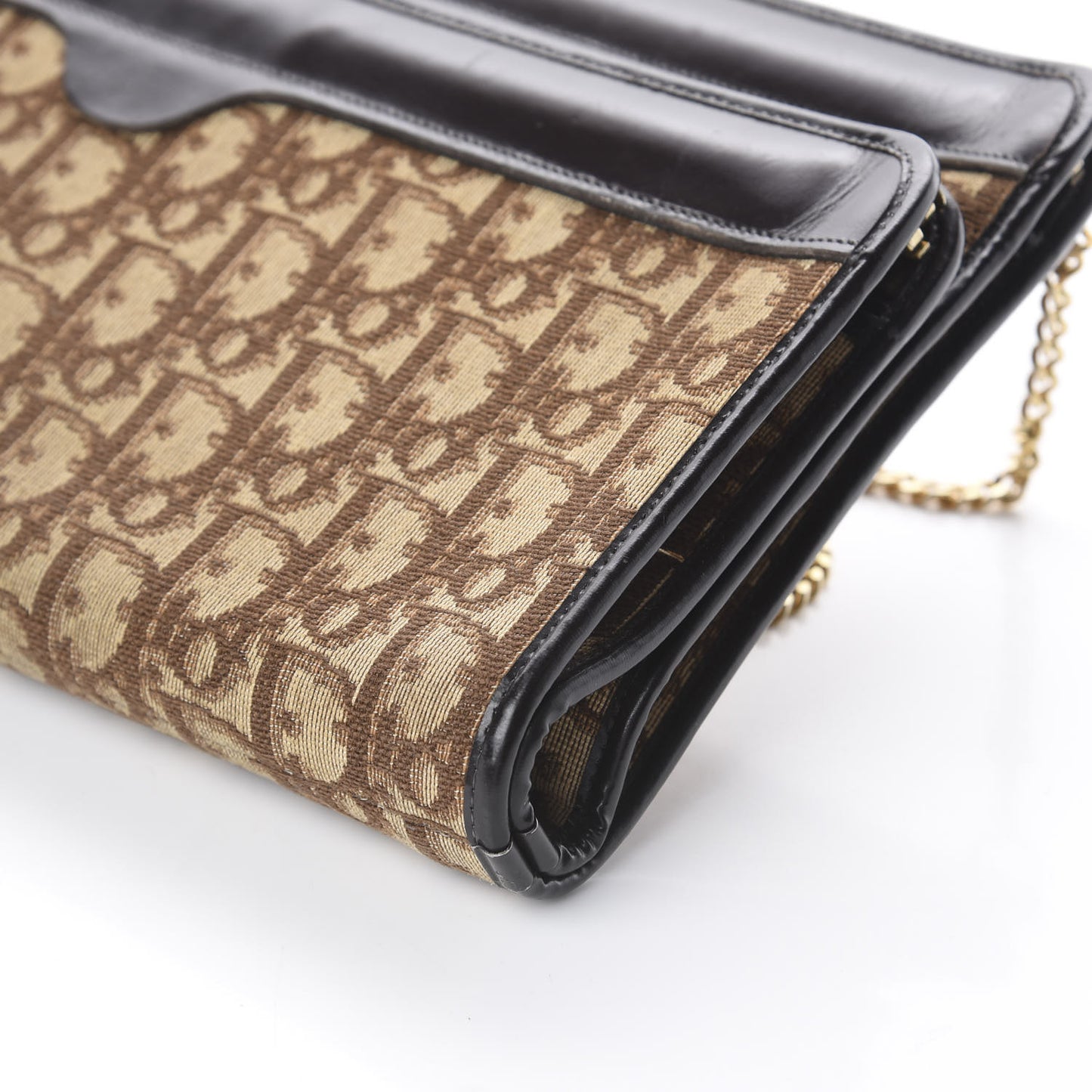 Monogram Chain Clutch Brown
