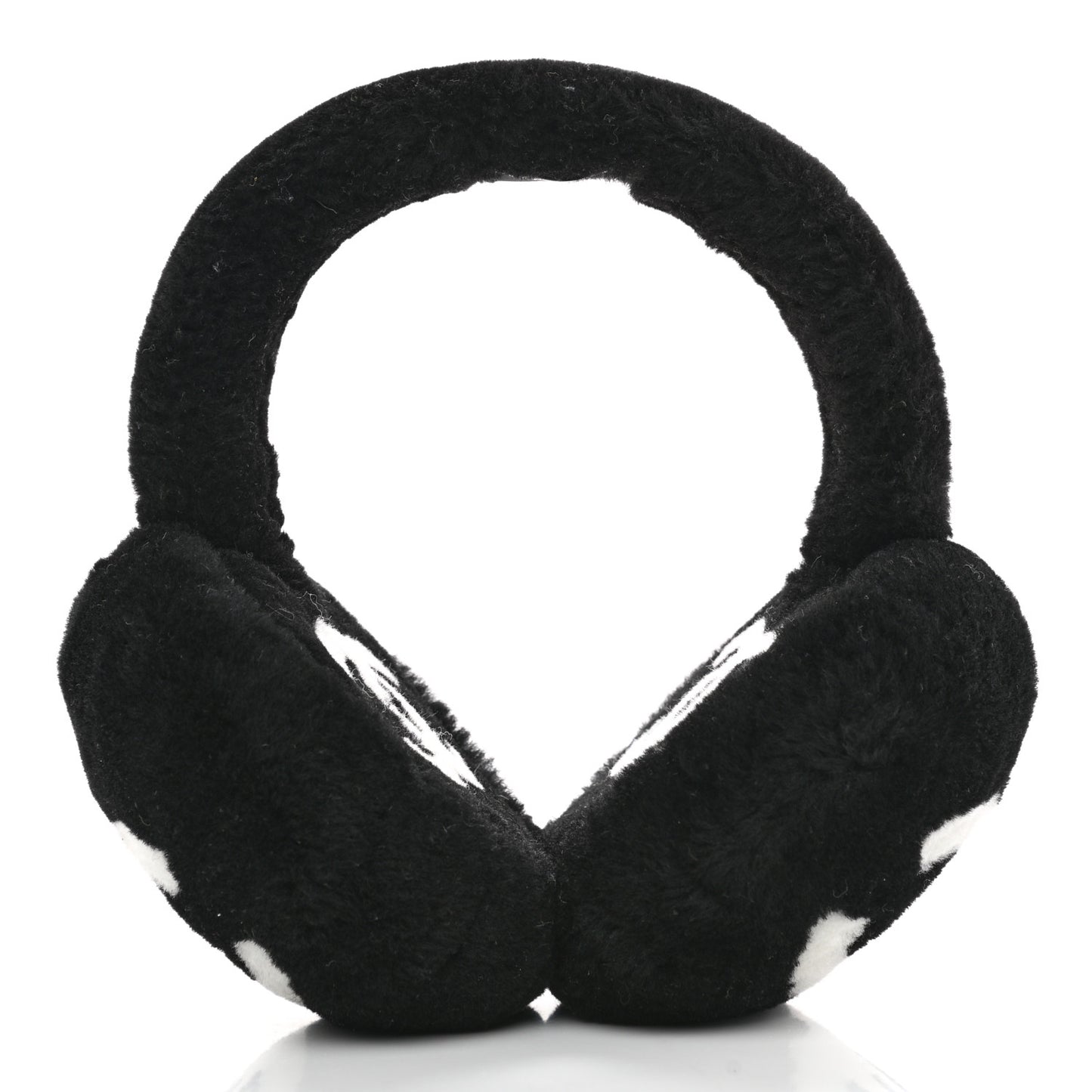 Shearling CC Ear Muffs Black White