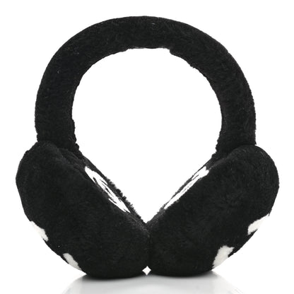 Chanel Shearling CC Ear Muffs Black White 3 of 5
