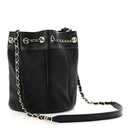 Chanel Lambskin Chevron Drawstring Bag Black 3 of 10
