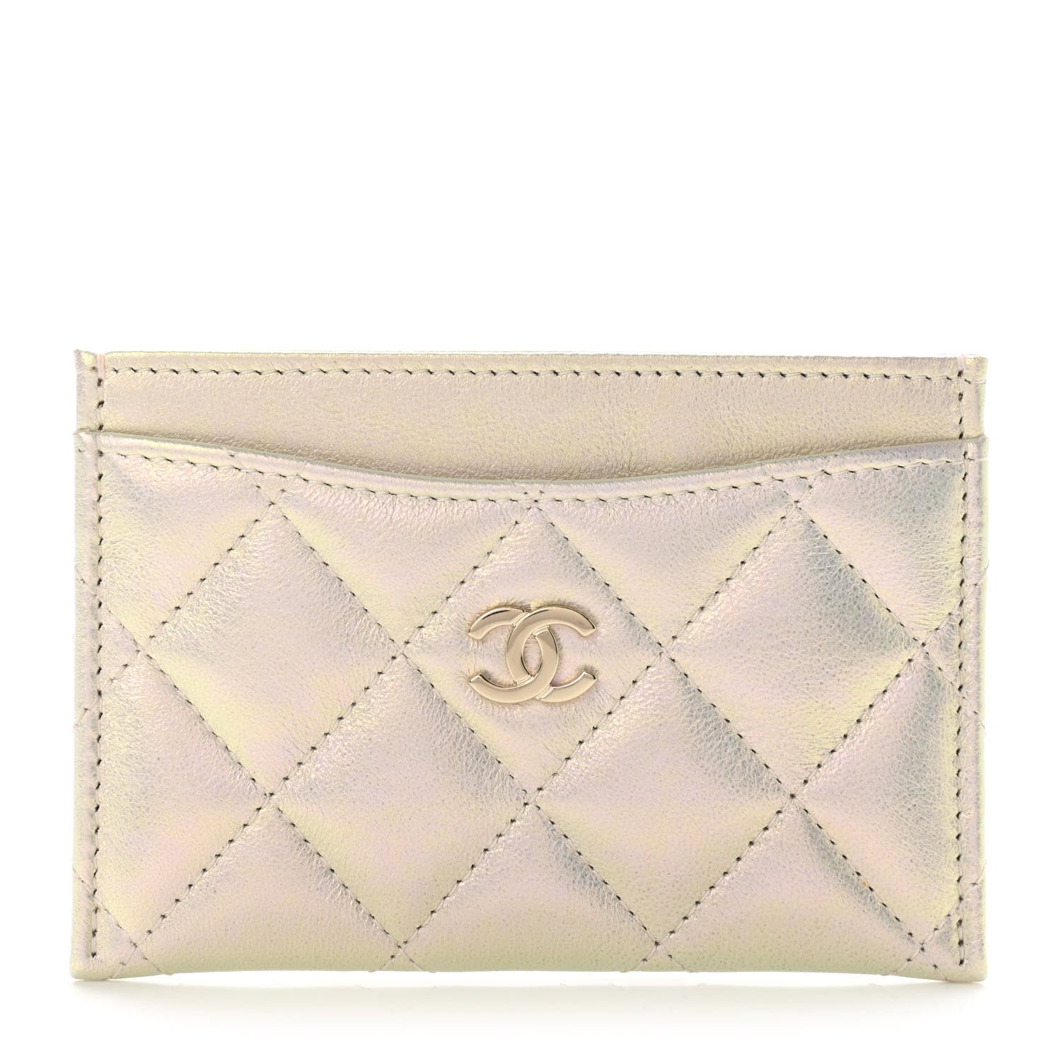 Chanel Iridescent Lambskin Quilted Card Holder Ivory 1 of 9