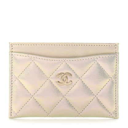 Chanel Iridescent Lambskin Quilted Card Holder Ivory 1 of 9