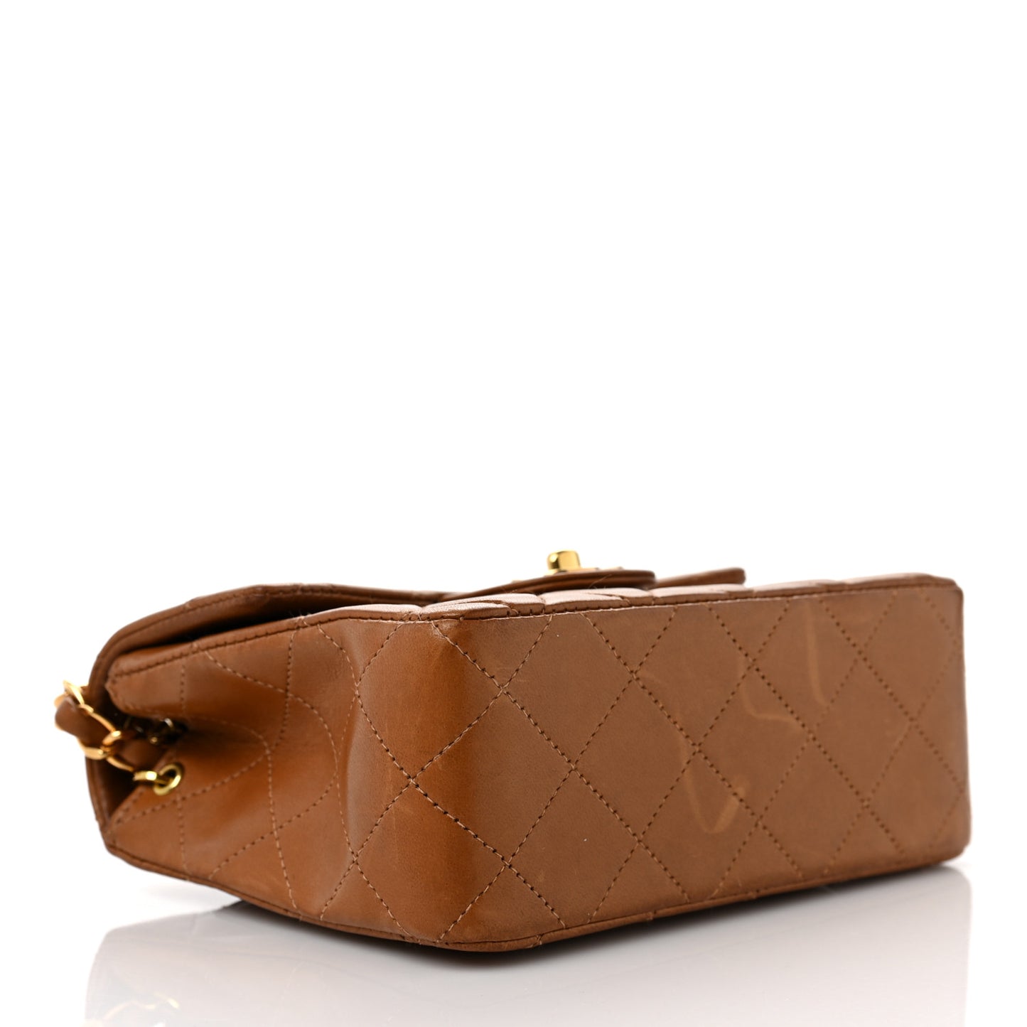 Lambskin Quilted Mini Square Flap Brown