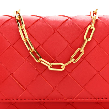 Bottega Veneta Nappa Intrecciato Card Case On Chain Redstone 7 of 9