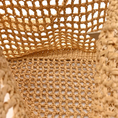 Prada Yarn Raffia Effect Crochet Logo Embroidered Tote Bag Naturale 5 of 9