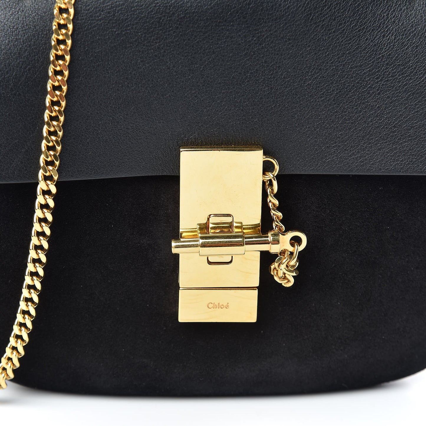 Suede Calfskin Mini Drew Shoulder Bag Black