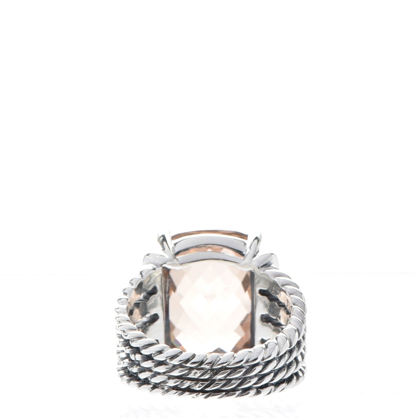 Sterling Silver Diamond Morganite 16mm Wheaton Ring 54 7