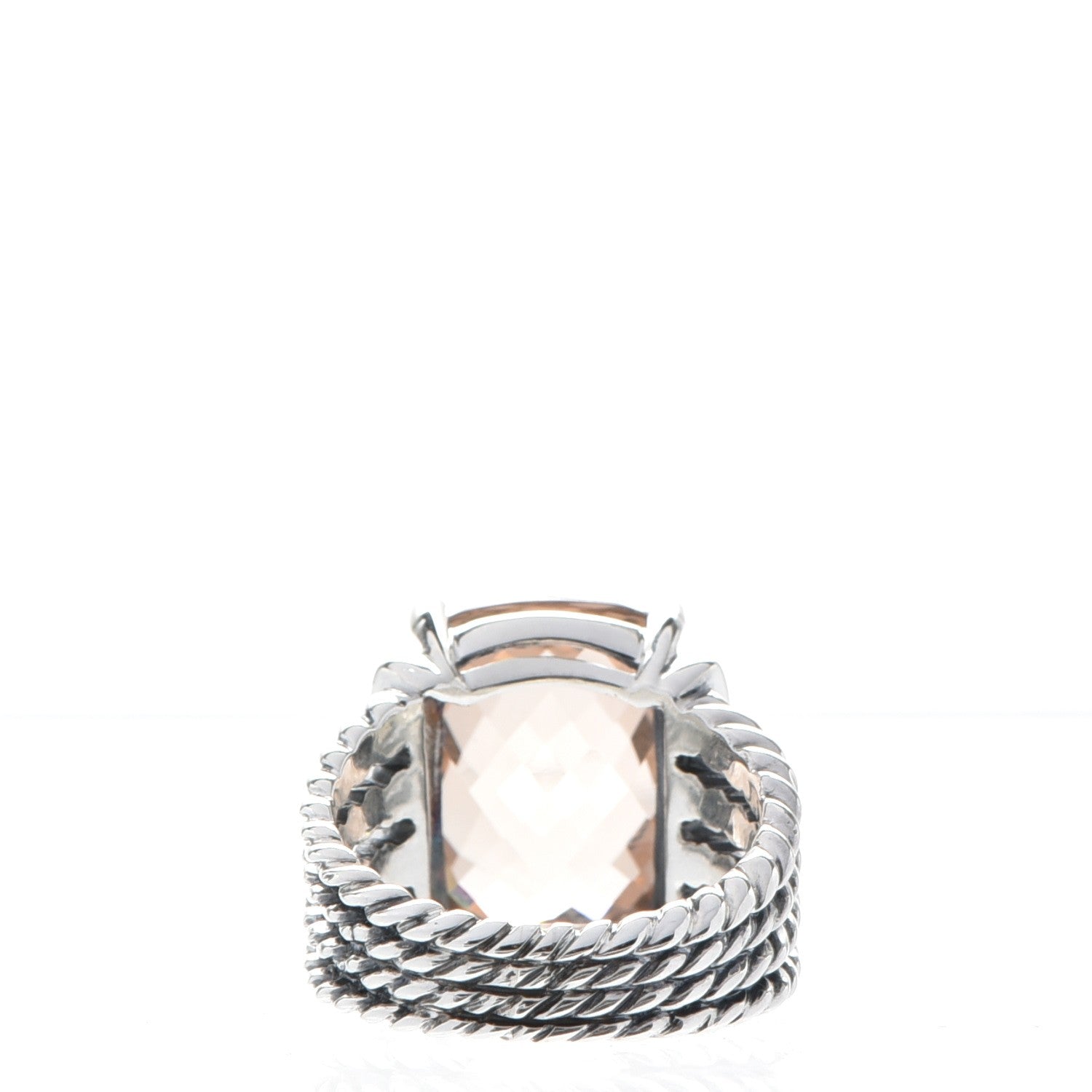 David Yurman Sterling Silver Diamond Morganite 16mm Wheaton Ring 54 7 3 of 4