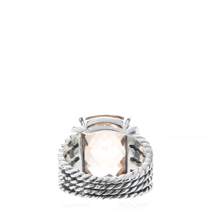 David Yurman Sterling Silver Diamond Morganite 16mm Wheaton Ring 54 7 3 of 4