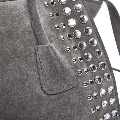 Prada Scamosciato Suede Studded Crystal Twin Pocket Tote Marmo 15 of 16