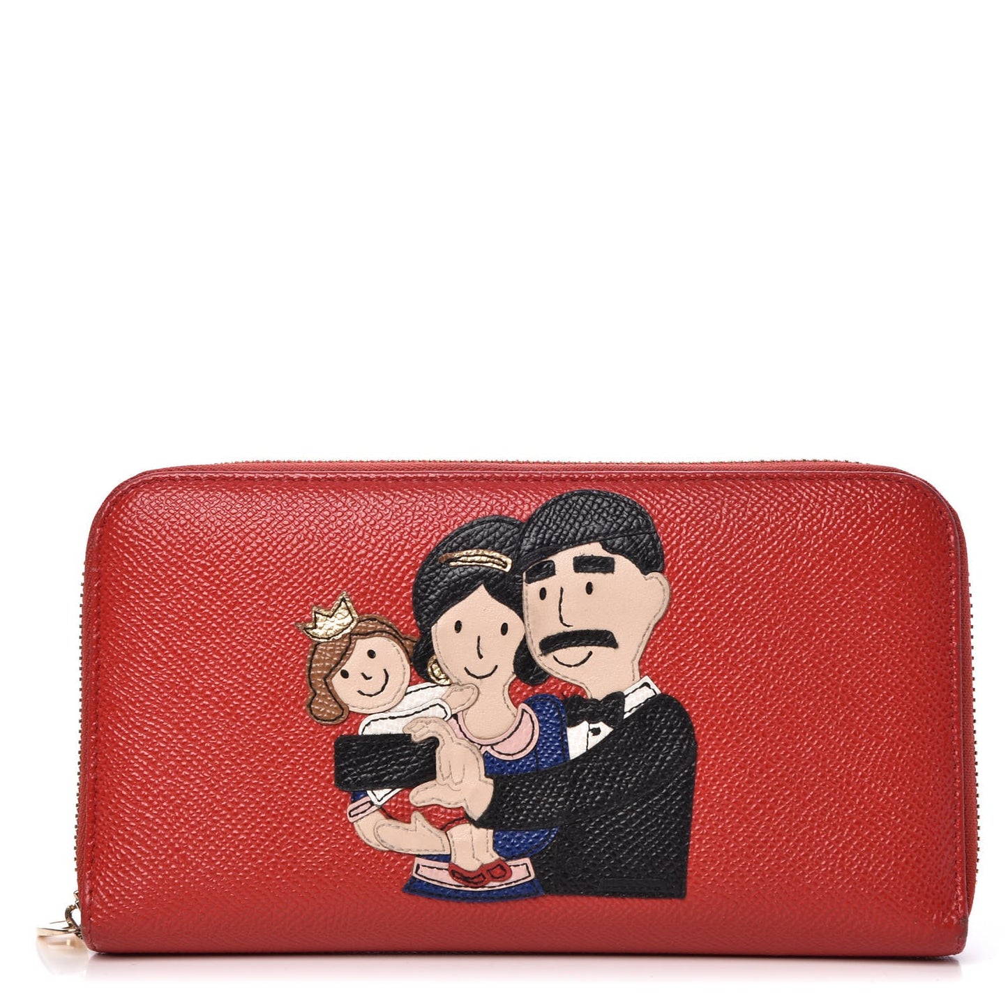 Dauphine Family Patch Zip Around Wallet Red
