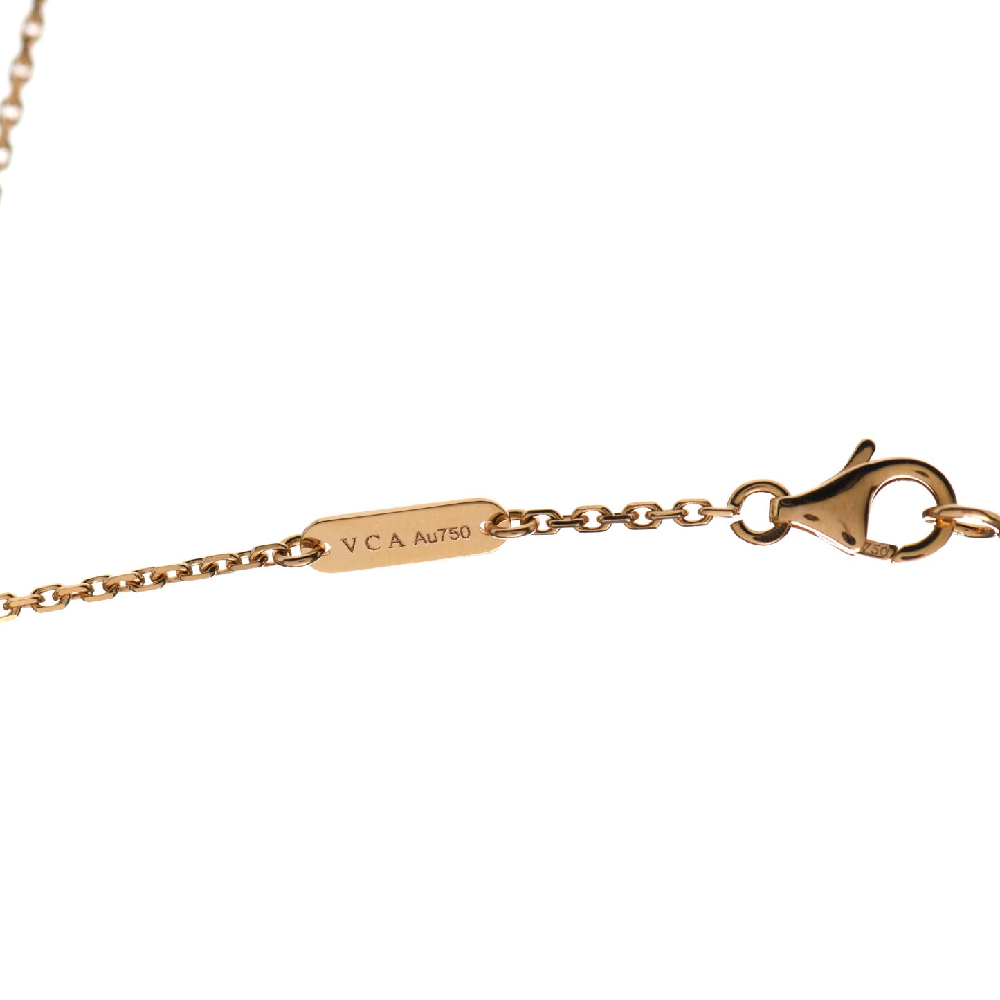 18K Rose Gold Diamond Pink Porcelain Vintage Alhambra Pendant Necklace