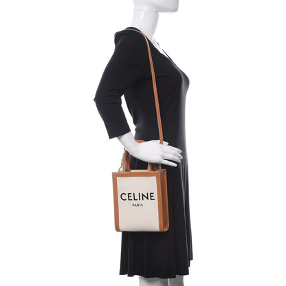 Celine Canvas Calfskin Mini Vertical Cabas Natural Tan 2 of 9
